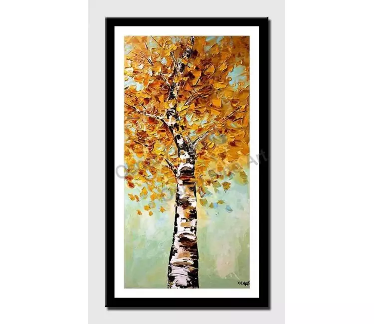 print on paper - canvas print of vertical birch tree blooming