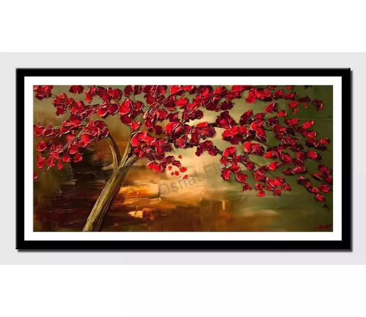 print on paper - canvas print of red flowering tree