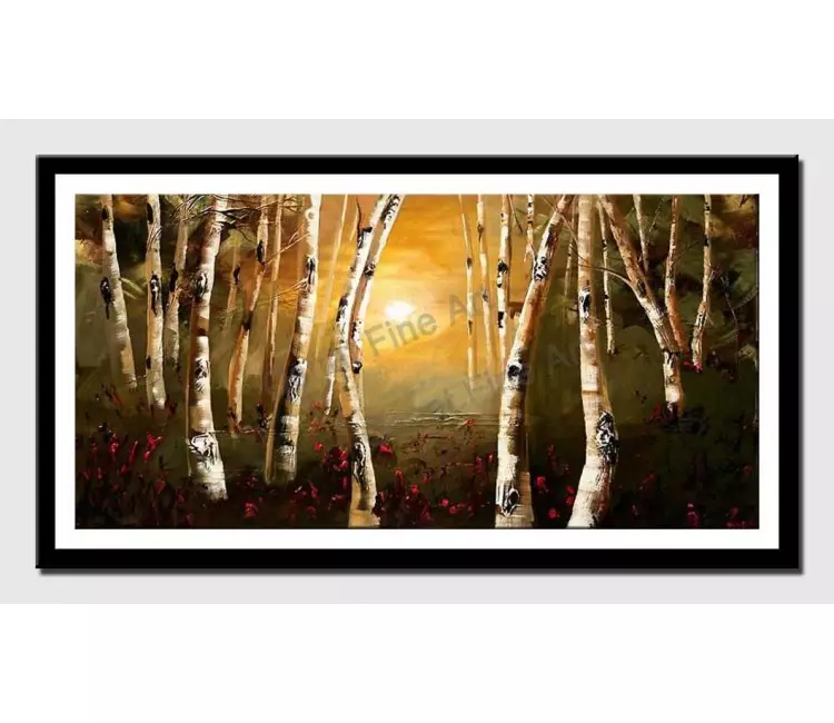 print on paper - canvas print of birch trees painting