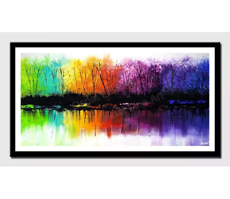 print on paper - canvas print of colorful reflection seasons abstract  blooming trees