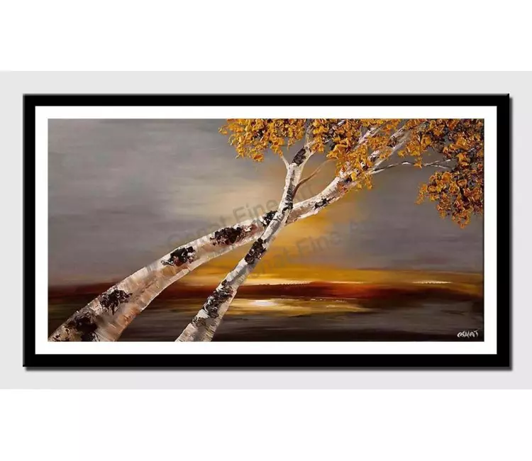 print on paper - canvas print of birch tree abstract landscape textured painting