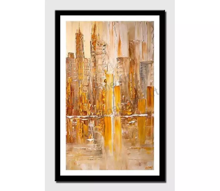 print on paper - canvas print of yellow abstract cityscape painting modern fine art
