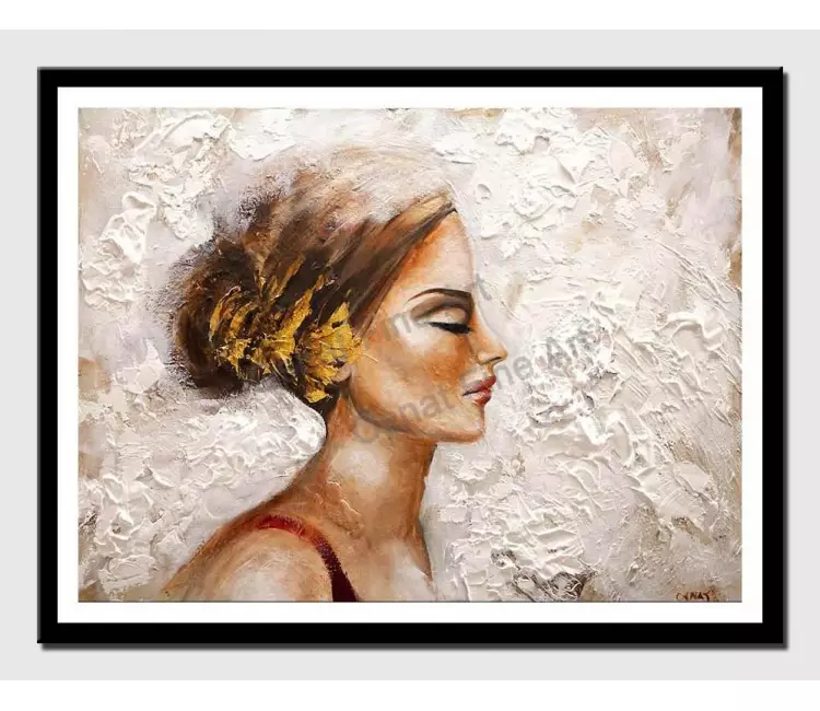 print on paper - canvas print of women portrait textured painting