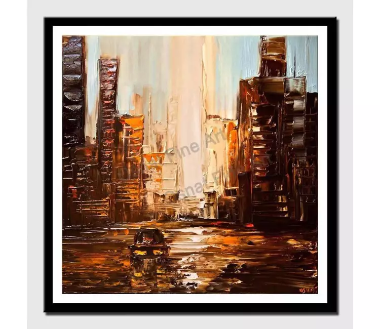 print on paper - canvas print of city painting textured abstract city painting