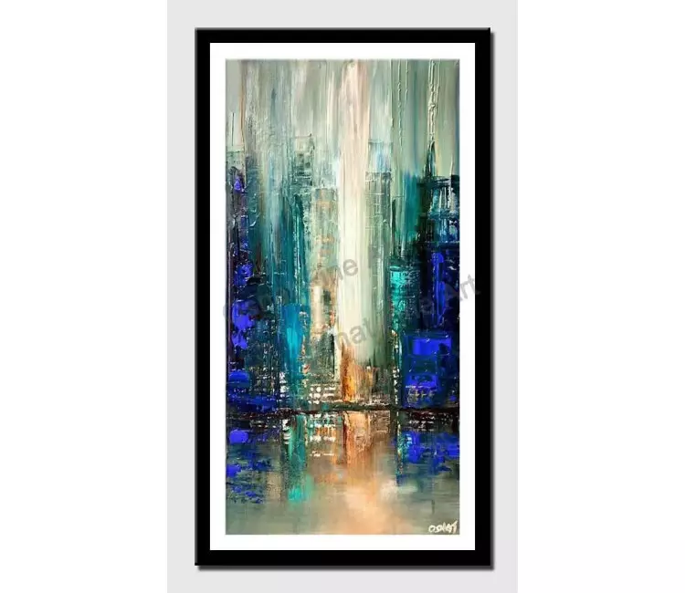 print on paper - canvas print of city lights blue modern wall art by osnat tzadok