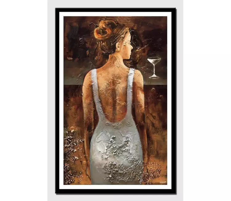 print on paper - canvas print of textured woman figure painting bronze