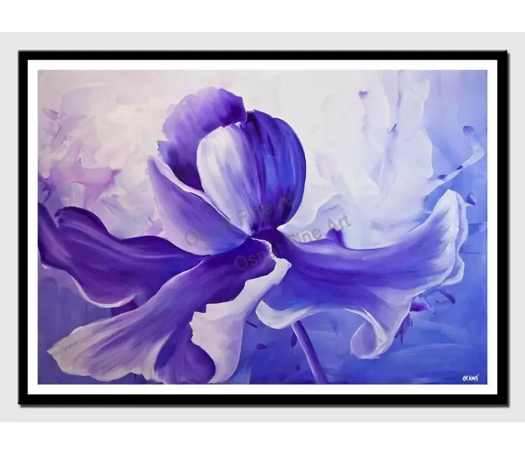 print on paper - canvas print of modern purple iris flower painting