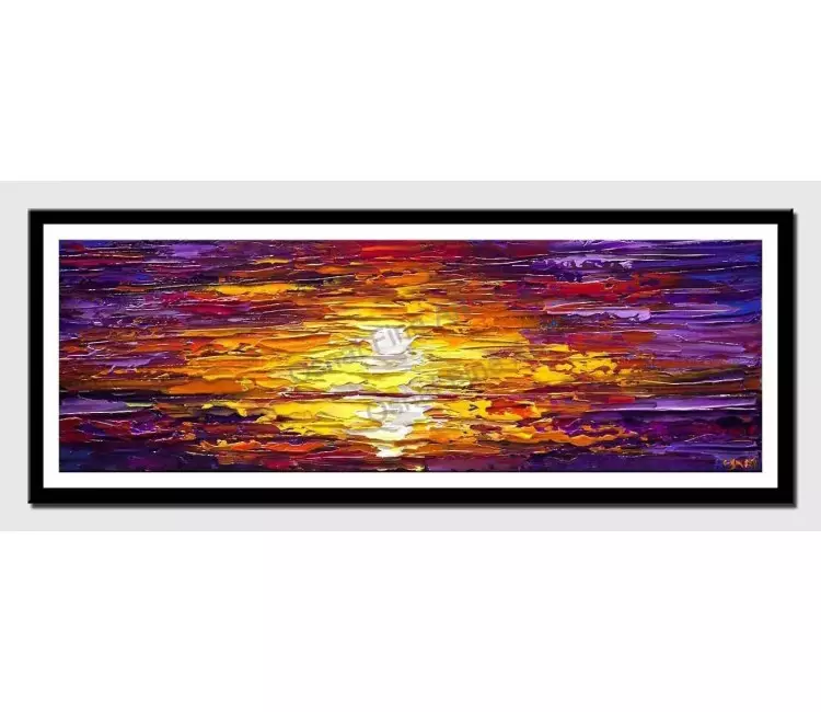 print on paper - canvas print of modern textured sunset palette knife painting