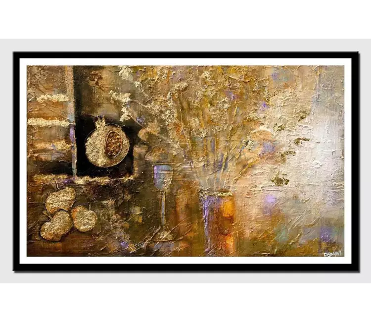 print on paper - canvas print of textured art by osnat tzadok pomegranate