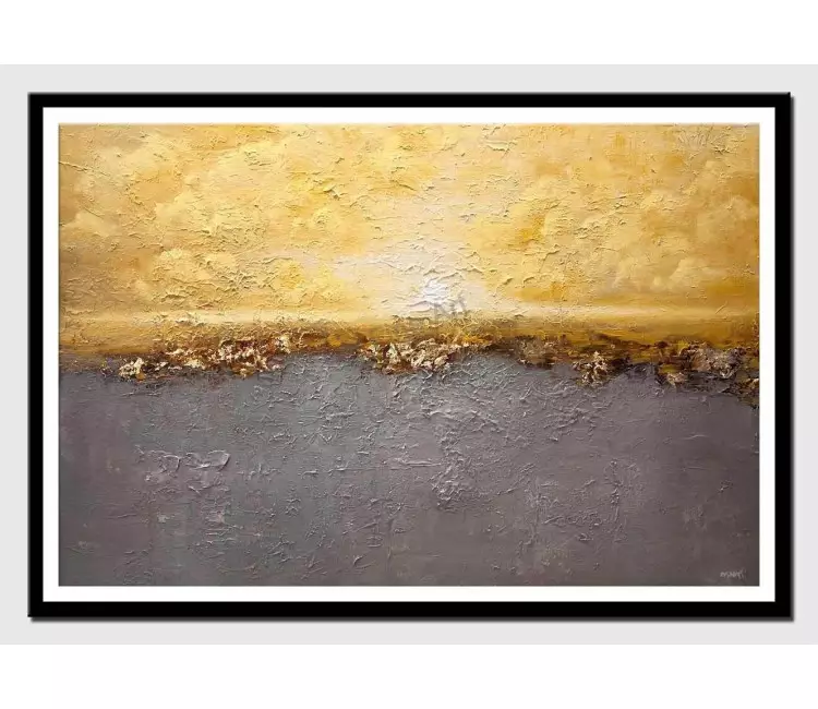 print on paper - canvas print of textured yellow gray modern landscape modern wall art by osnat tzadok