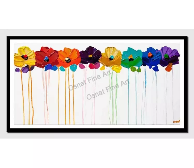 print on paper - canvas print of colorful flowers  painting on white background