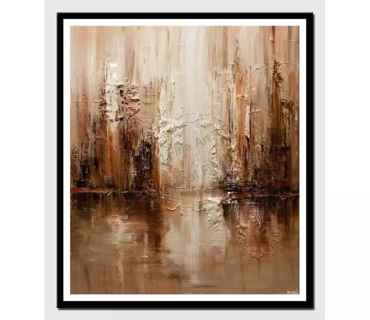 print on paper - canvas print of modern brown abstract city painting