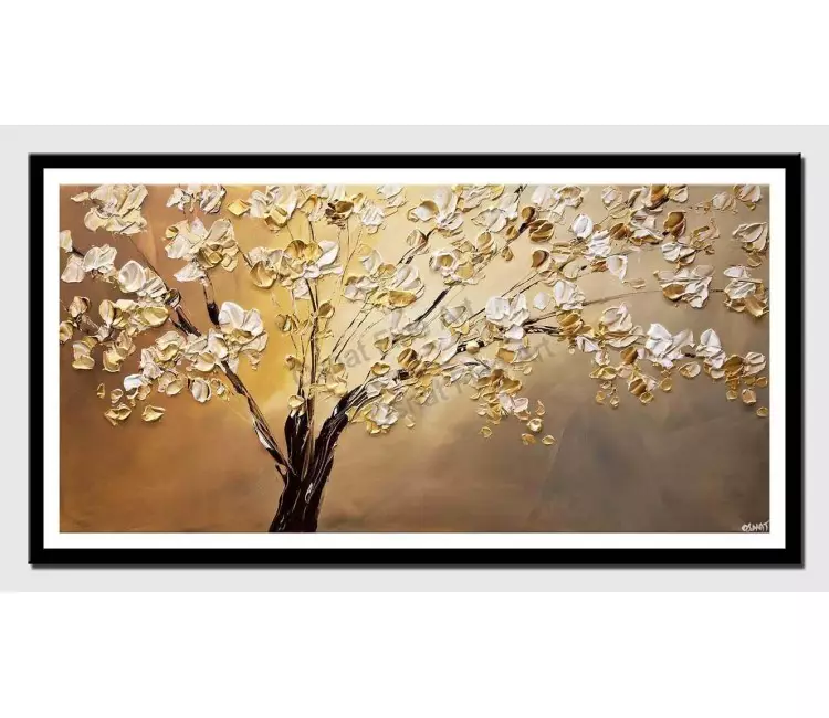 print on paper - canvas print of modern-palette-knife-blooming-tree-painting
