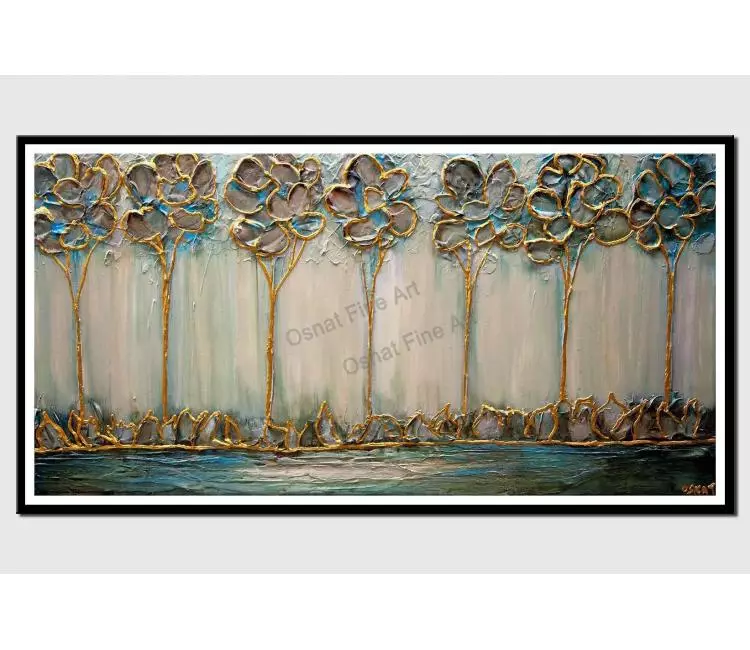 print on paper - modern gold textured trees green modern wall art by osnat tzadok