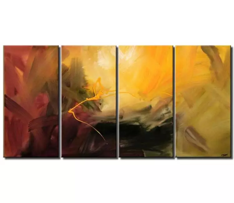 Buy red yellow abstract art multi panel soft #4746