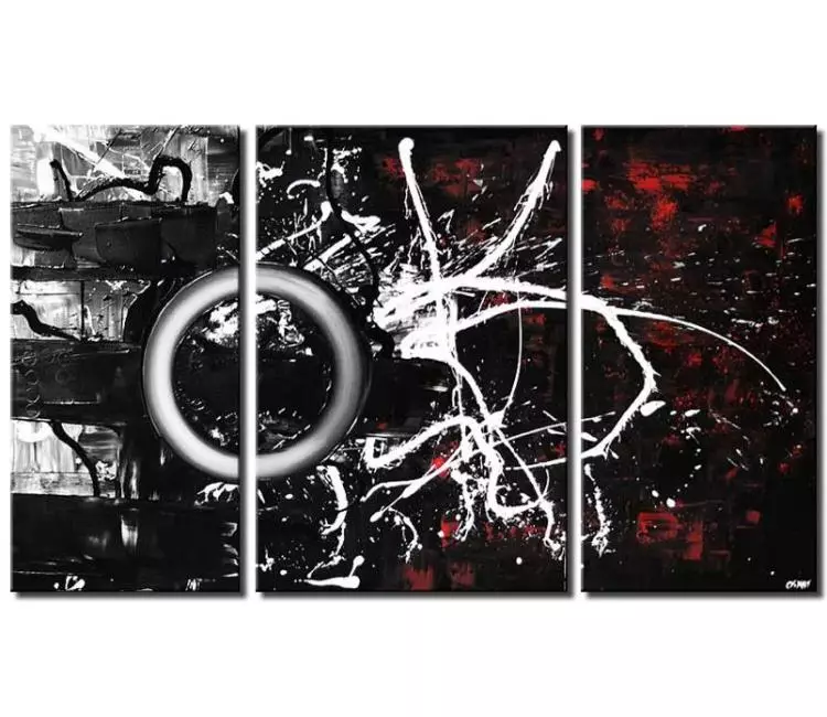 Painting - black white and red abstract painting #5043