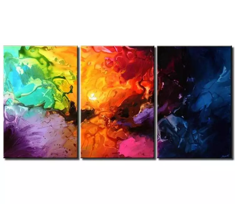 Painting for sale - colorful modern abstract triptych canvas #5669